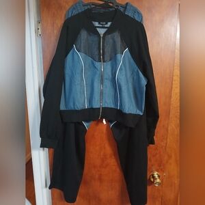 Stylish Black and Blue Women's Jacket And Pants Set